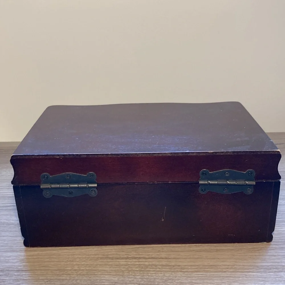 Powell Wooden Jewelry Box with Blue Velvet Interior vintage gorgeous